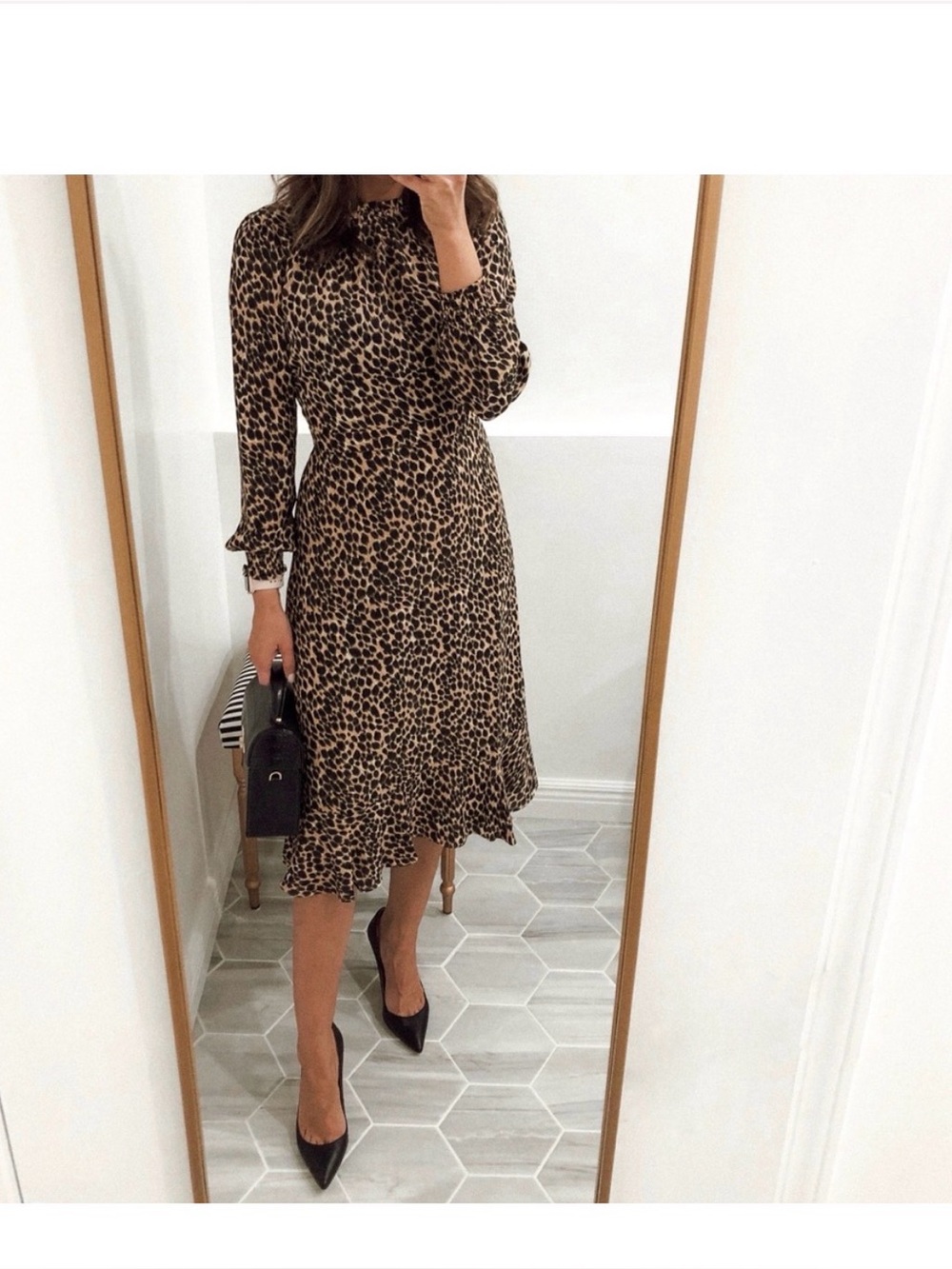 J. Crew Factory Leopard Print Long Sleeve Midi Dress - Size 0